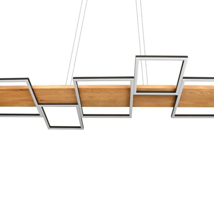 Suspension en bois marronne, Justian, 42W, 3000K LED, gradable en 3 étapes