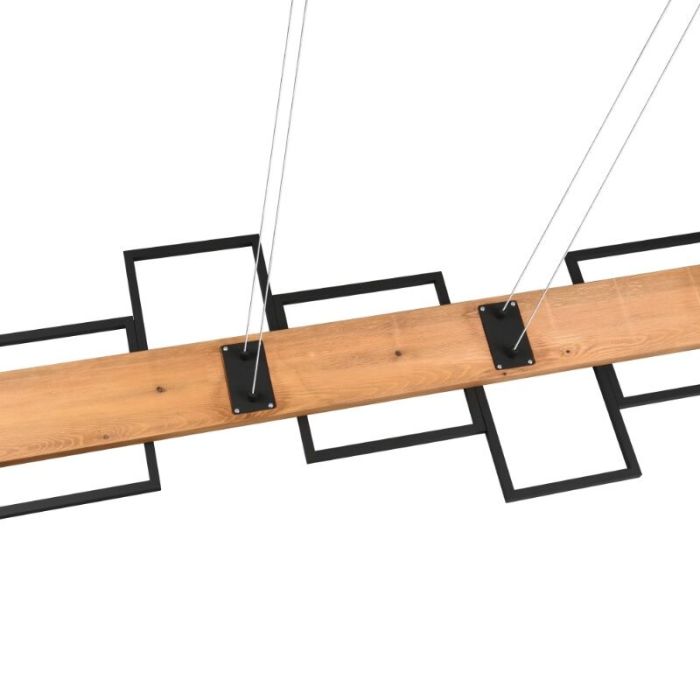 Suspension en bois marronne, Justian, 42W, 3000K LED, gradable en 3 étapes