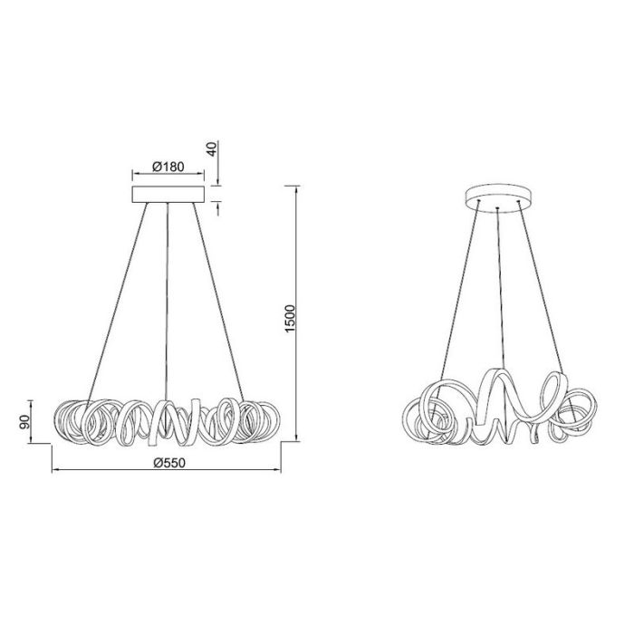 Suspension table à manger moderne blanche, Noemi, 33W, 4000K LED