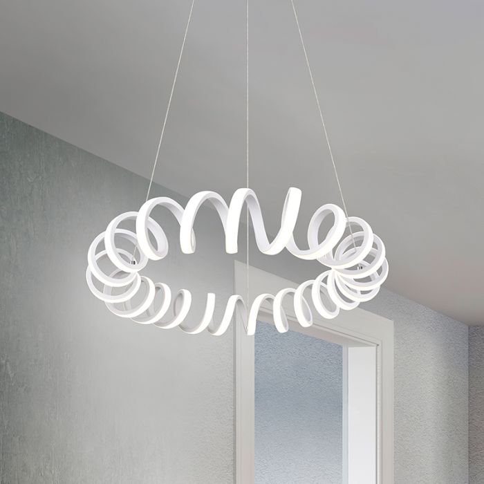 Suspension table à manger moderne blanche, Noemi, 33W, 4000K LED