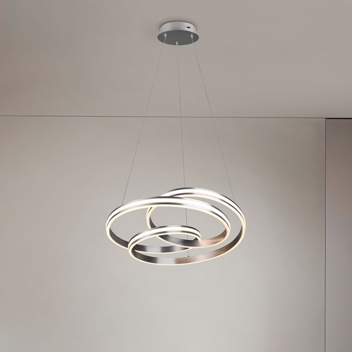 Suspension moderne nickel, Elyse, 60W, couleur réglable LED