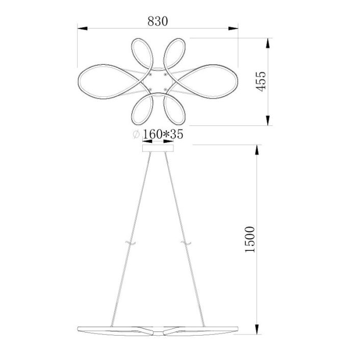 Suspension table à manger design blanche, Vikash, 32W, 4000K LED, gradable en 3 étapes