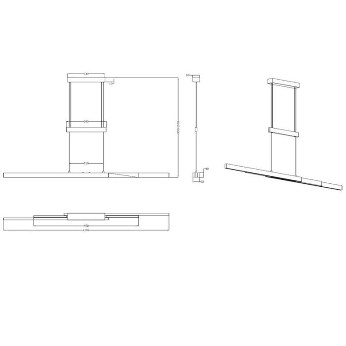 Suspension table à manger moderne nickel, Jessey, 42W, blanc chaud à froid réglable LED, avec variateur tactile