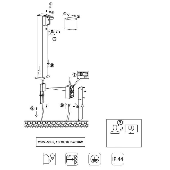 Luminaire extérieur moderne anthracite, Laurien, IP44