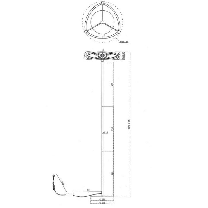 Lampadaire moderne laiton, Remy, 31W, 3000K LED, avec interrupteur