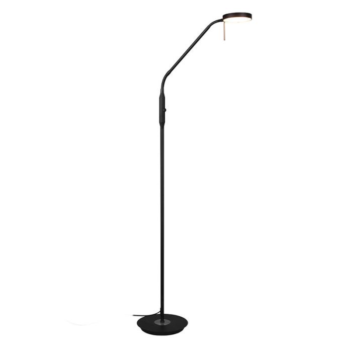 Lampadaire liseuse moderne noir, Bilge, 12W, blanc chaud à froid réglable LED, avec variateur tactile