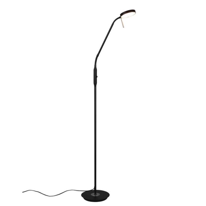 Lampadaire liseuse moderne noir, Bilge, 12W, blanc chaud à froid réglable LED, avec variateur tactile