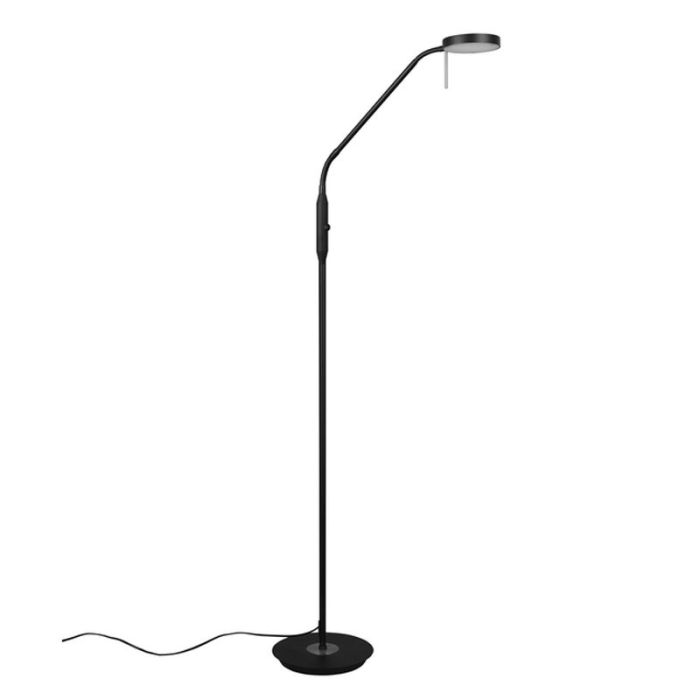 Lampadaire liseuse moderne noir, Bilge, 12W, blanc chaud à froid réglable LED, avec variateur tactile