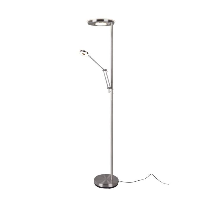 Lampadaire liseuse moderne nickel, Yazid, 32W, couleur réglable LED, avec variateur tactile