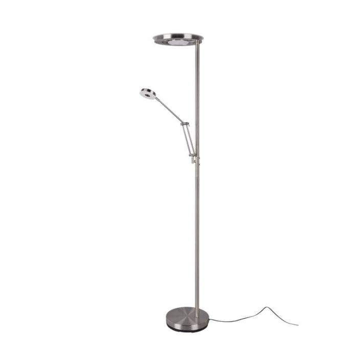 Lampadaire liseuse moderne nickel, Yazid, 32W, couleur réglable LED, avec variateur tactile