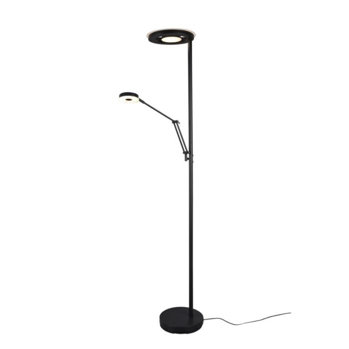 Lampadaire liseuse moderne noir, Yazid, 32W, couleur réglable LED, avec variateur tactile