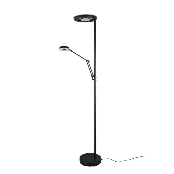 Lampadaire liseuse moderne noir, Yazid, 32W, couleur réglable LED, avec variateur tactile