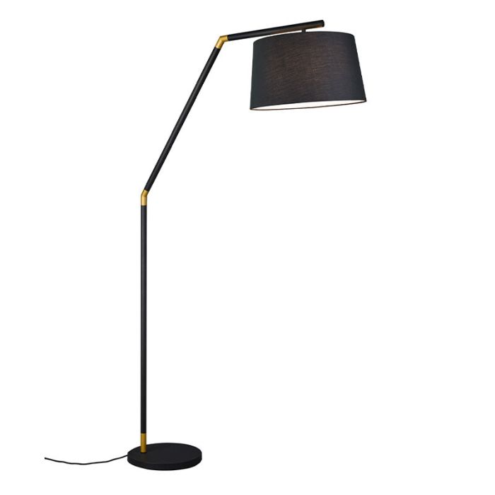 Lampadaire à arc moderne noir, Lendy, avec interrupteur