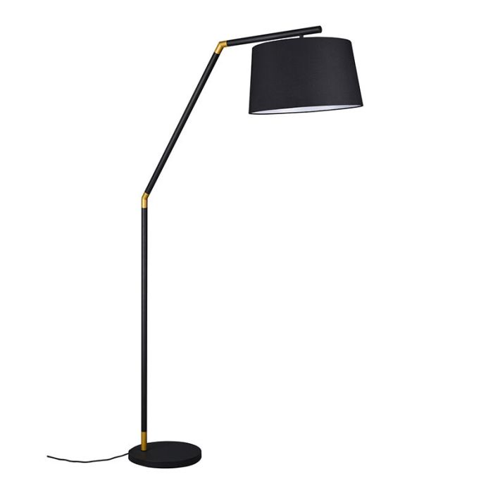 Lampadaire à arc moderne noir, Lendy, avec interrupteur