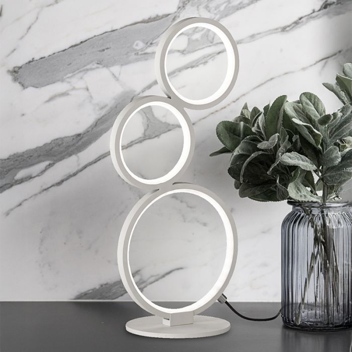 Lampe de table moderne blanche, Robon, 17W, 3000K LED, avec interrupteur