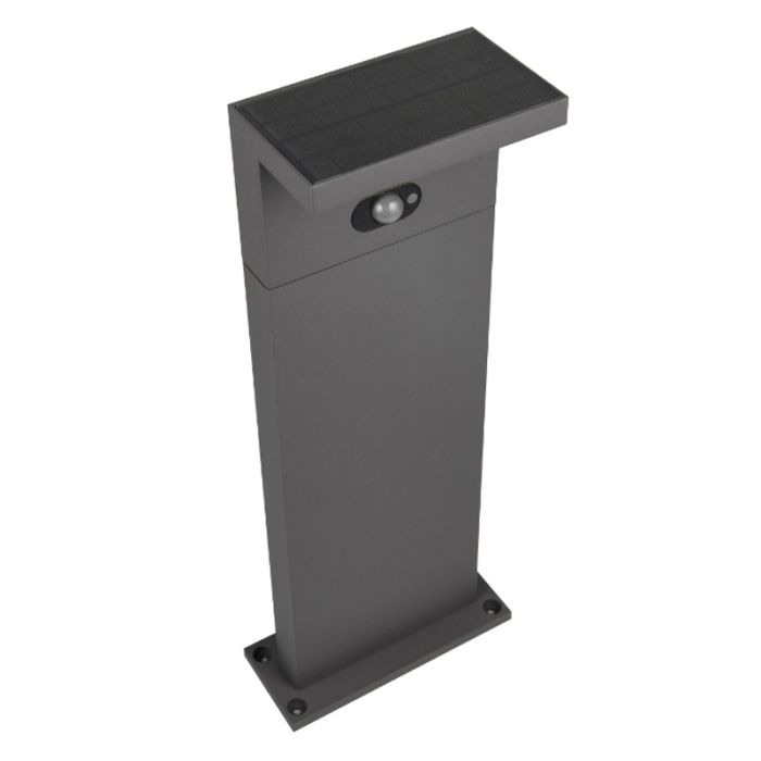 Lampadaire extérieur solaire moderne anthracite, Nesrin, 5W, white switch LED, IP65