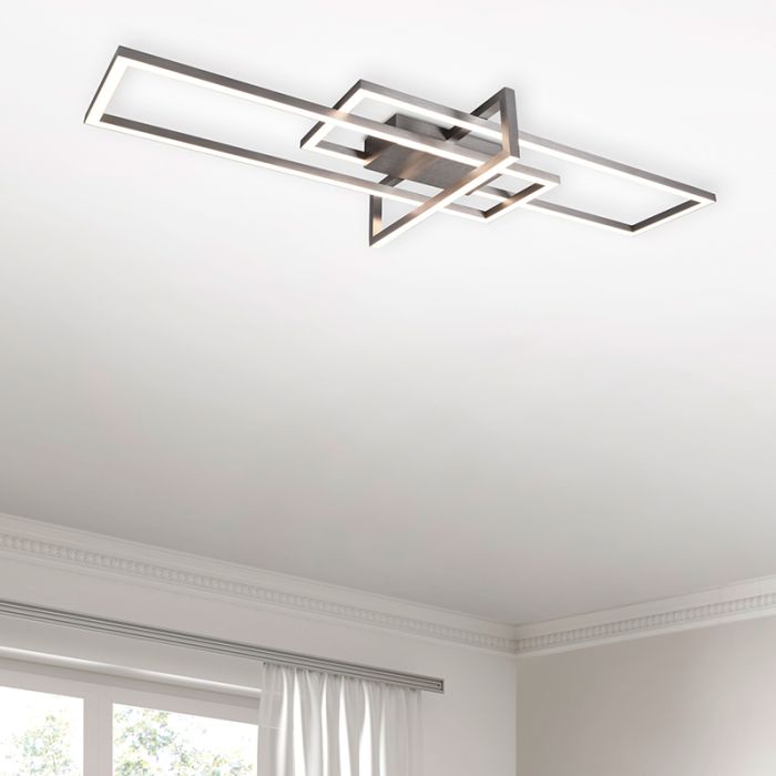 Lampe plafond moderne nickel, Hatun, 34W, 3000K LED