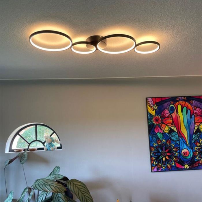 Lampe plafond moderne noire, Robon, 37W, 3000K LED