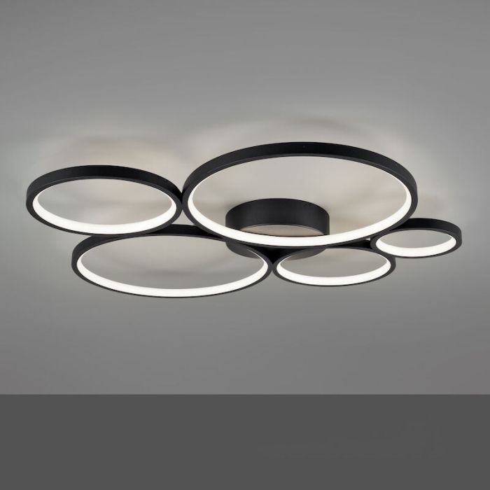 Lampe plafond moderne noire, Robon, 49W, 3000K LED