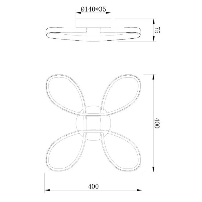 Plafonnier design blanc, Vikash, 25W, 4000K LED, gradable en 3 étapes