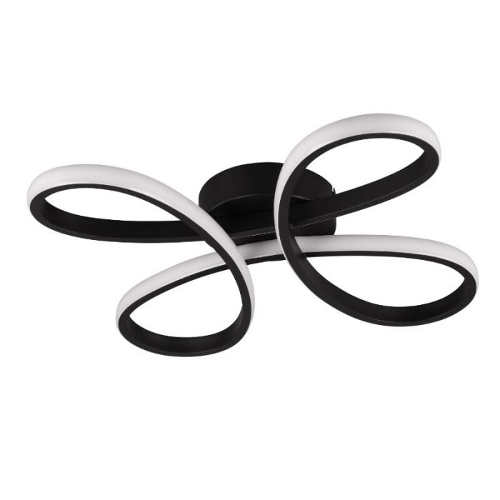 Plafonnier design noir, Vikash, 25W, 3000K LED, gradable en 3 étapes