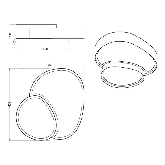 Plafonnier en métal doré, Merwin, 21W, blanc chaud à froid réglable LED, avec télécommande
