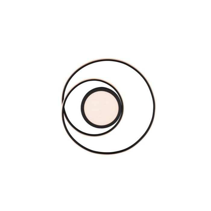 Lampe plafond moderne noire, Elysa, 56W, blanc chaud à froid réglable LED, avec télécommande