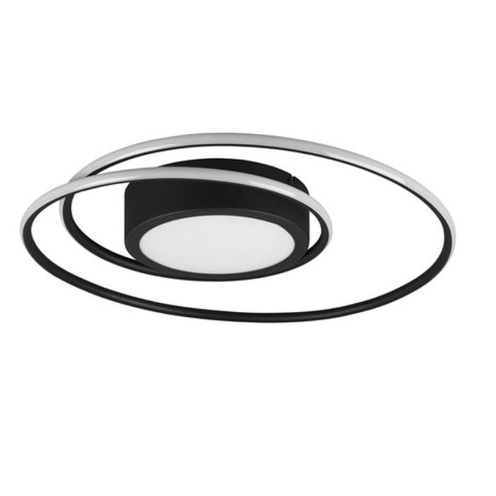 Lampe plafond moderne noire, Elysa, 56W, blanc chaud à froid réglable LED, avec télécommande