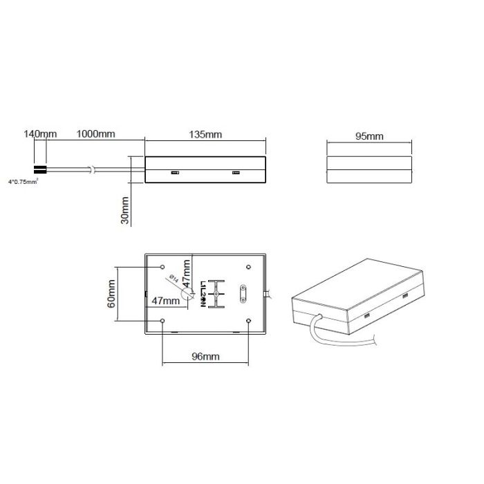 Alimentation avec changeur de phase électronique pour interrupteurs et variateurs, plastique, blanc