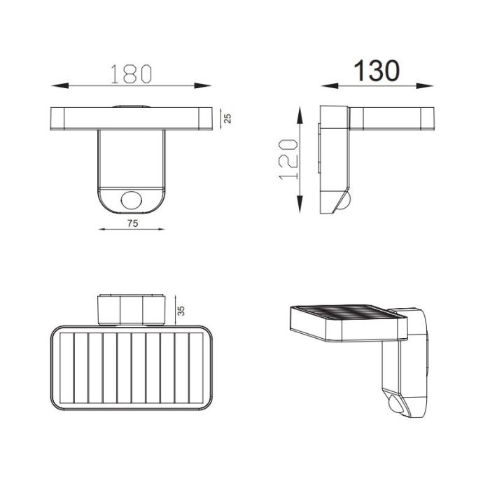 Applique extérieur avec détecteur de mouvement moderne anthracite, Summer, 4,5W, 3000K LED, IP44