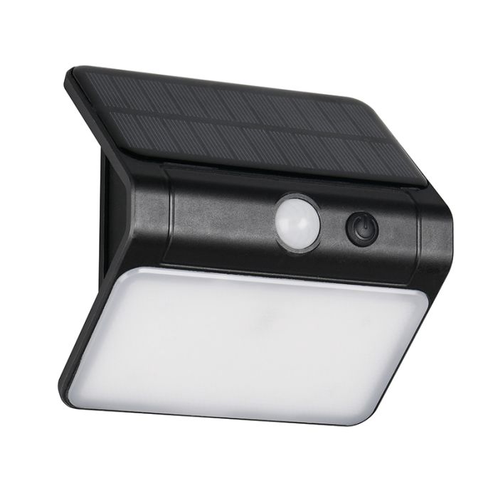 Applique solaire extérieur en plastique noire, Mijs, 2,5W, 4000K LED, IP44