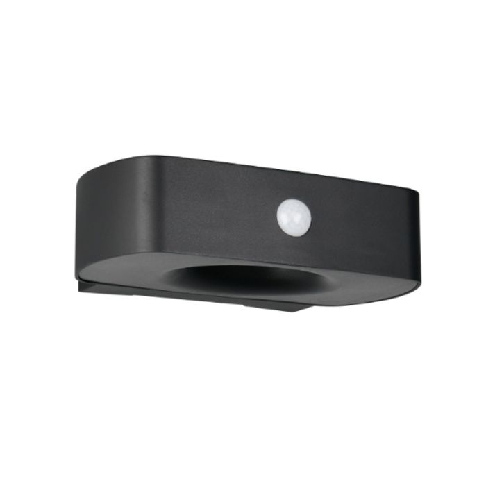 Applique solaire extérieur moderne noire, Pytsje, 6W, 4000K LED, IP44, avec interrupteur