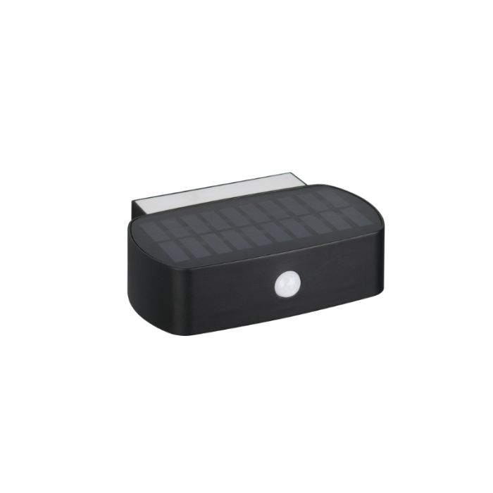 Applique solaire extérieur moderne noire, Pytsje, 6W, 4000K LED, IP44, avec interrupteur