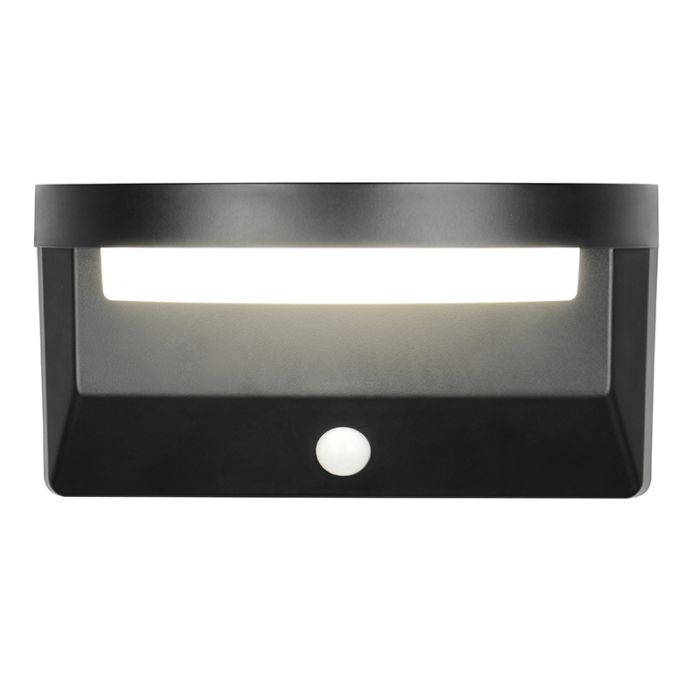 Applique solaire extérieur moderne noire, Neelam, 8W, 4000K LED, IP44
