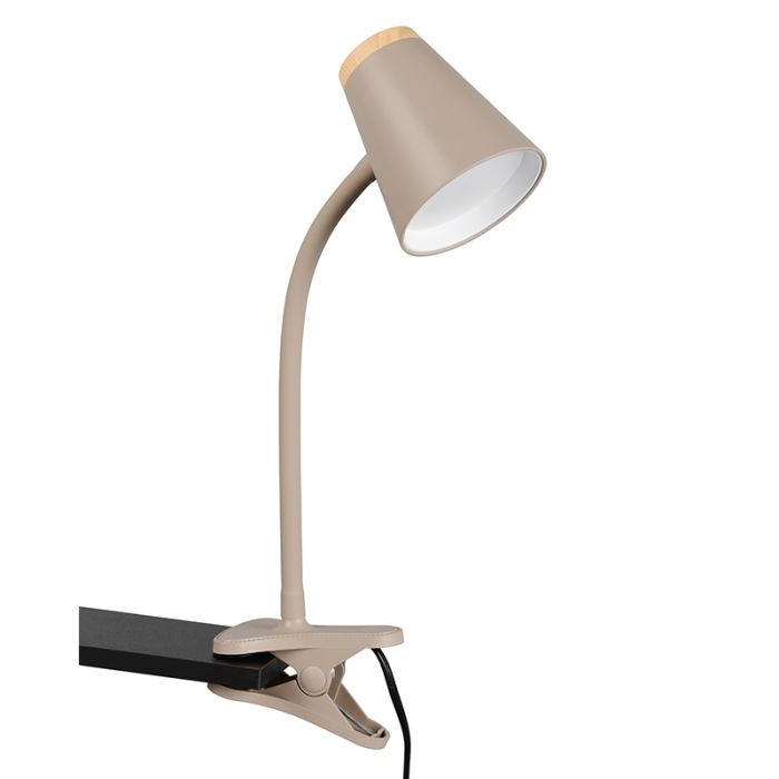 Lampe à pince moderne marronne, Rahul, 4,5W, 3000K LED, avec interrupteur