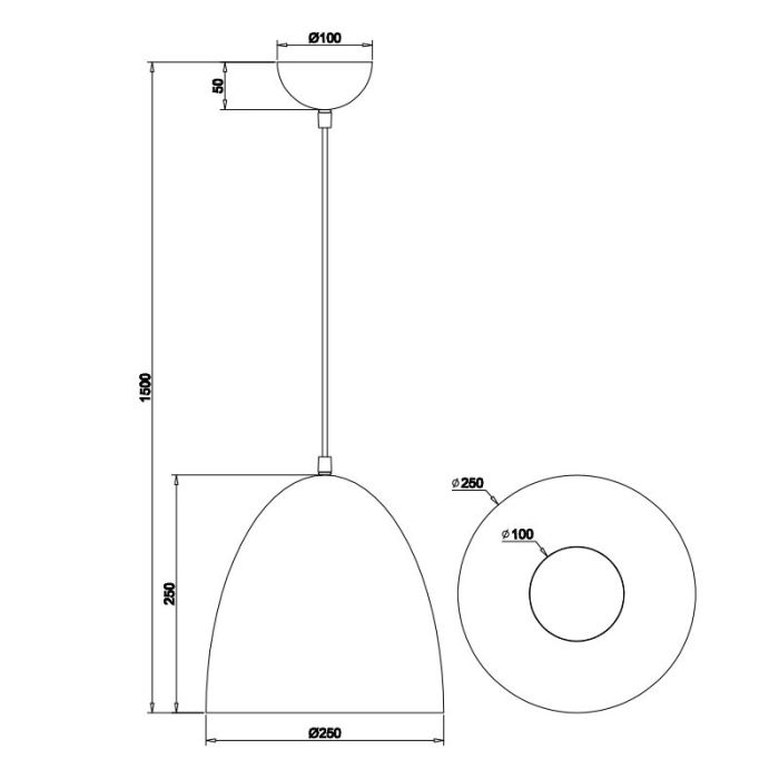Suspension demi-sphère moderne noire, Ingmar