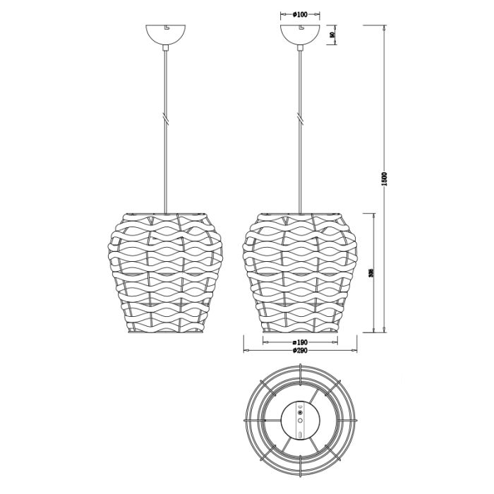 Suspension en rotin marronne, Lycke