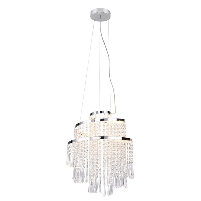 Lustre design chromé, Sjon, 30W, blanc chaud à froid réglable LED, gradable en 3 étapes