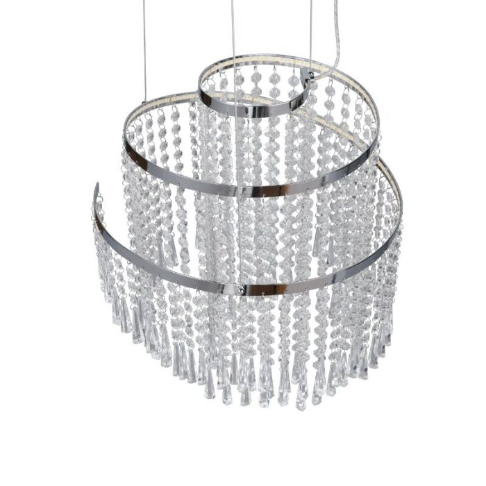 Lustre design chromé, Sjon, 30W, blanc chaud à froid réglable LED, gradable en 3 étapes