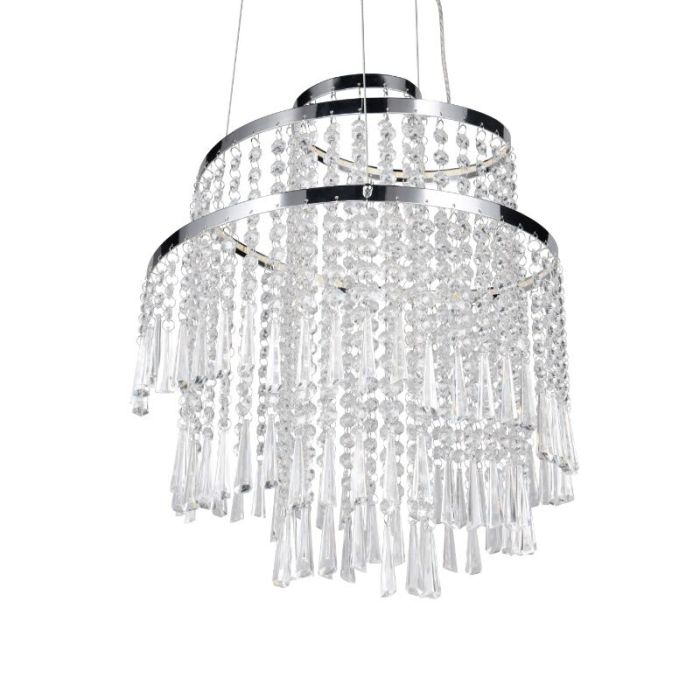 Lustre design chromé, Sjon, 30W, blanc chaud à froid réglable LED, gradable en 3 étapes