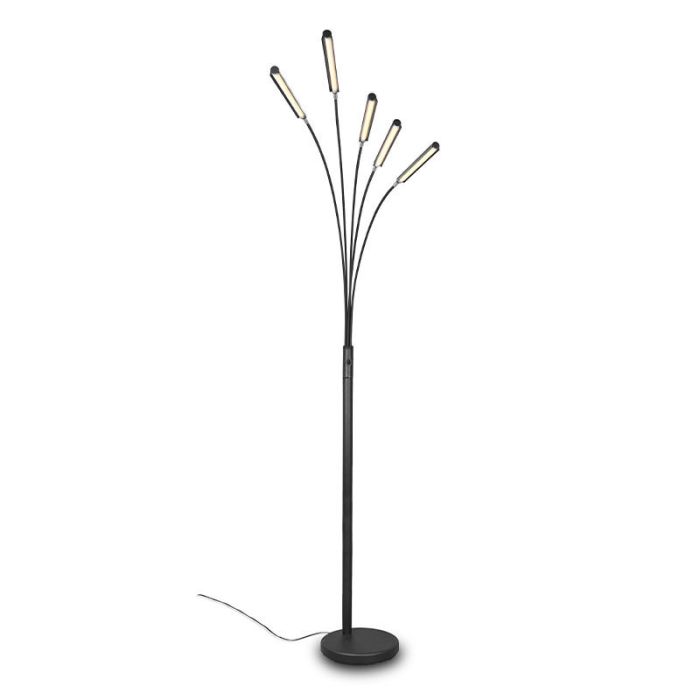 Lampadaire moderne noir, Ekram, 3,5W, 3000K LED, avec interrupteur