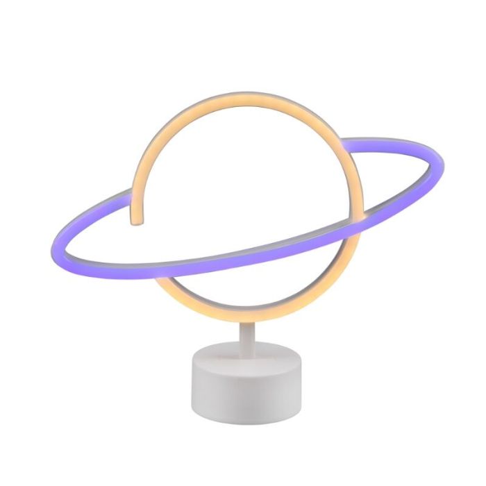Lampe de table pour enfants en plastique blanche, Planet, 2W, 3000K LED, avec interrupteur