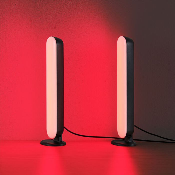 2 lampes de table modernes noires, Umit, 3W, RGB LED, avec télécommande