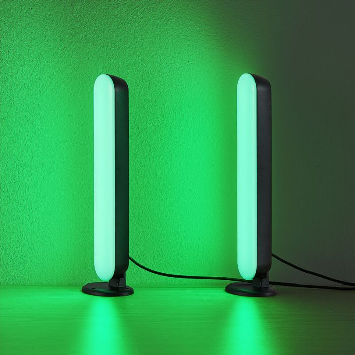 2 lampes de table modernes noires, Umit, 3W, RGB LED, avec télécommande