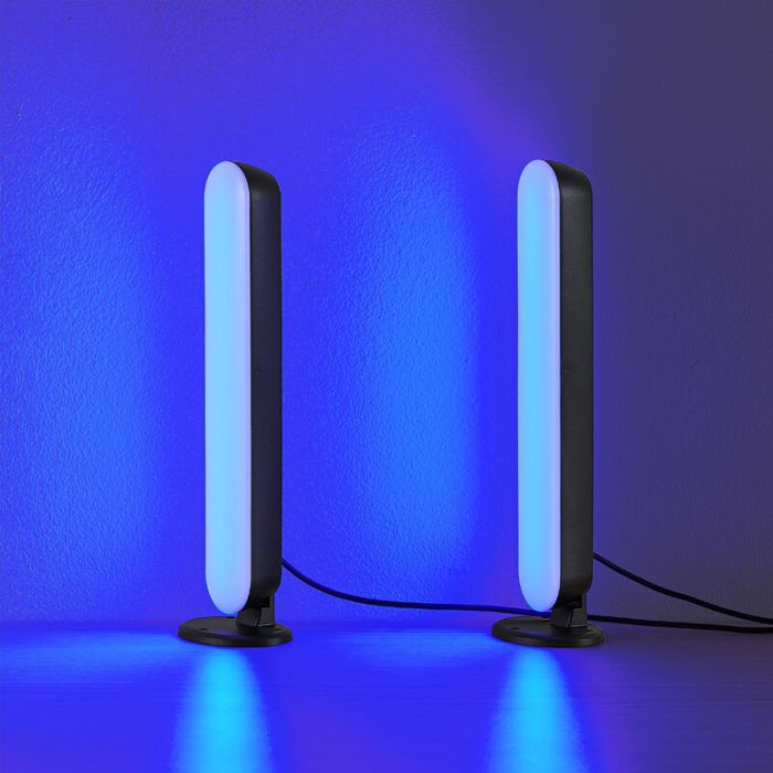 2 lampes de table modernes noires, Umit, 3W, RGB LED, avec télécommande