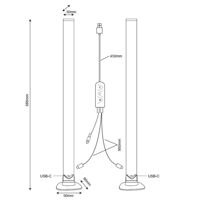 Lampe de table moderne noire, Wissal, 5W, RGB LED, avec télécommande