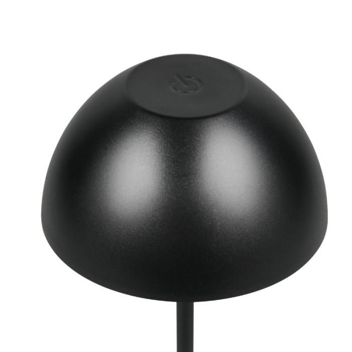 Lampe de table rechargeable en plastique noire, Mikhail, 2W, 3000K LED, IP44, avec variateur tactile