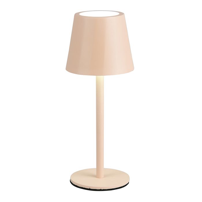 Lampe de table rechargeable en métal marronne, Priya, 1,6W, blanc chaud à froid réglable LED, gradable en 3 étapes