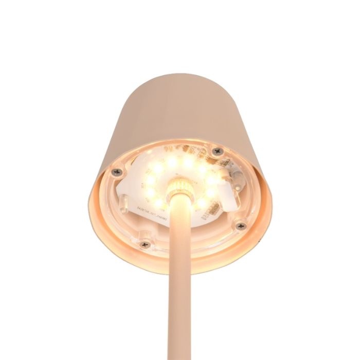 Lampe de table rechargeable en métal marronne, Priya, 1,6W, blanc chaud à froid réglable LED, gradable en 3 étapes