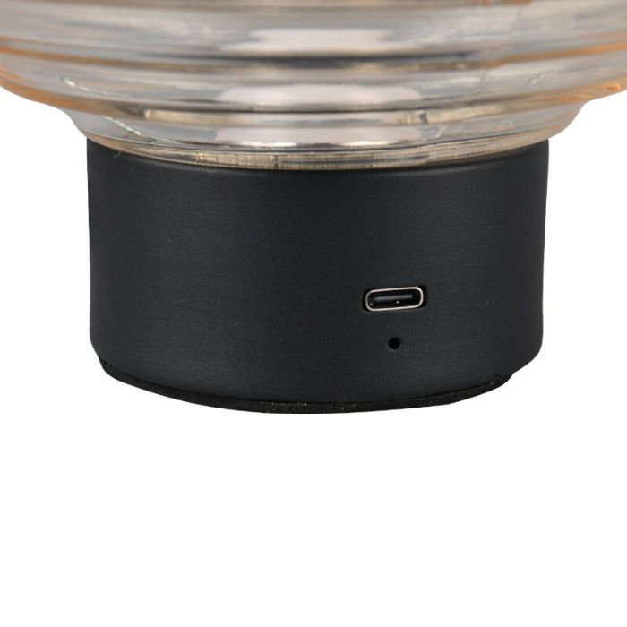 Lampe de table rechargeable rétro noire, Walid, 2W, 3000K LED, avec variateur tactile